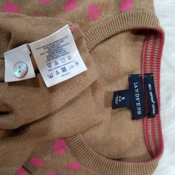 LANDS' END Cardigan Color Tan With Pink, SIZE S.. - Picture 14 of 15